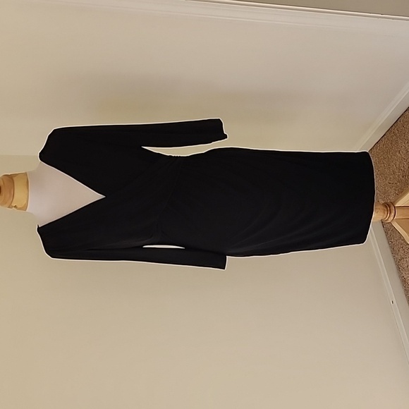 Lauren Ralph Lauren SZ 14, black faux wrap Surplice dress. - Picture 1 of 8